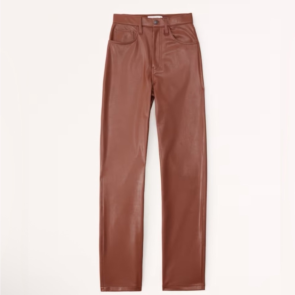 Abercrombie & Fitch Brown Straight Leg Vegan leather pants
